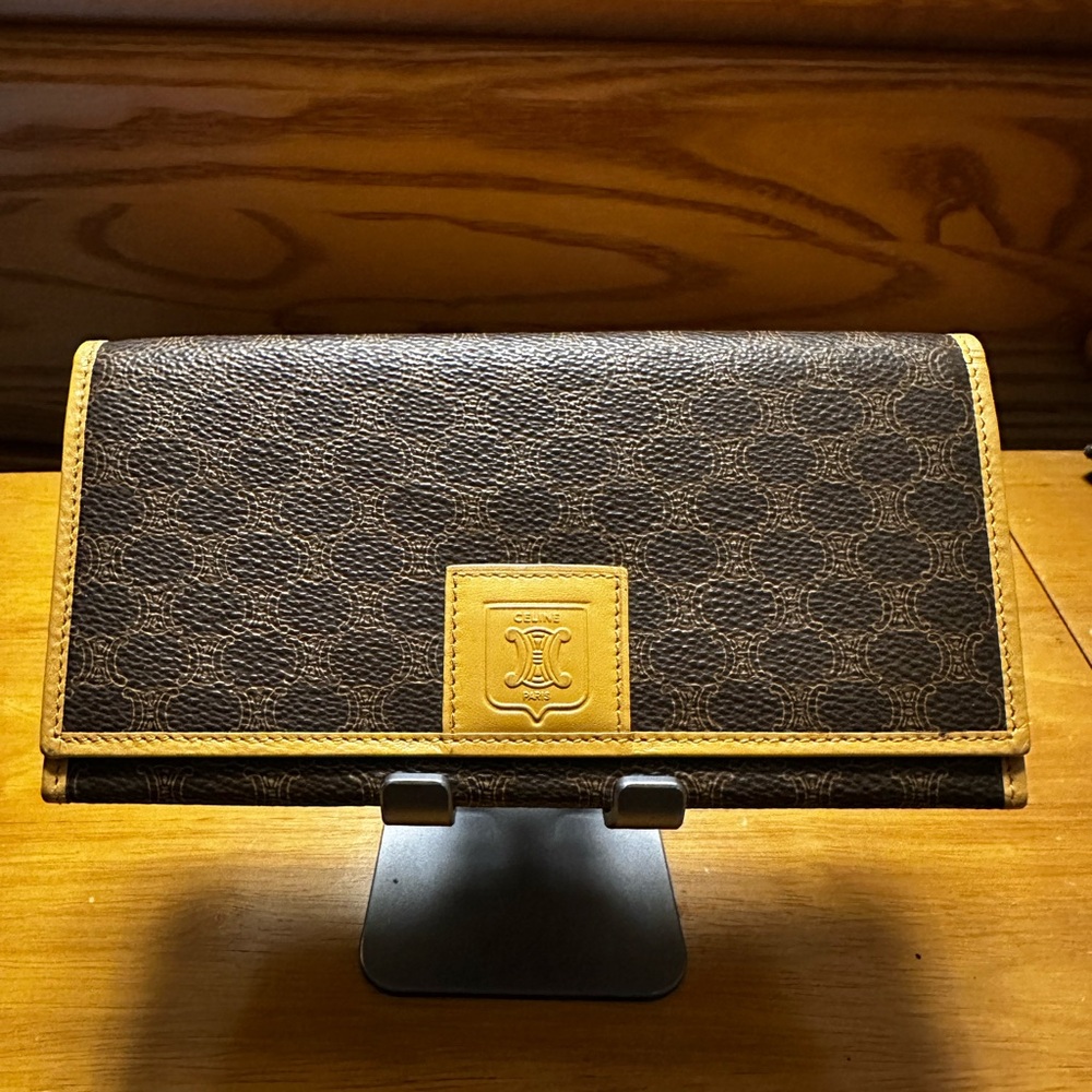 Celine Brown and Tan Macadam Long Wallet